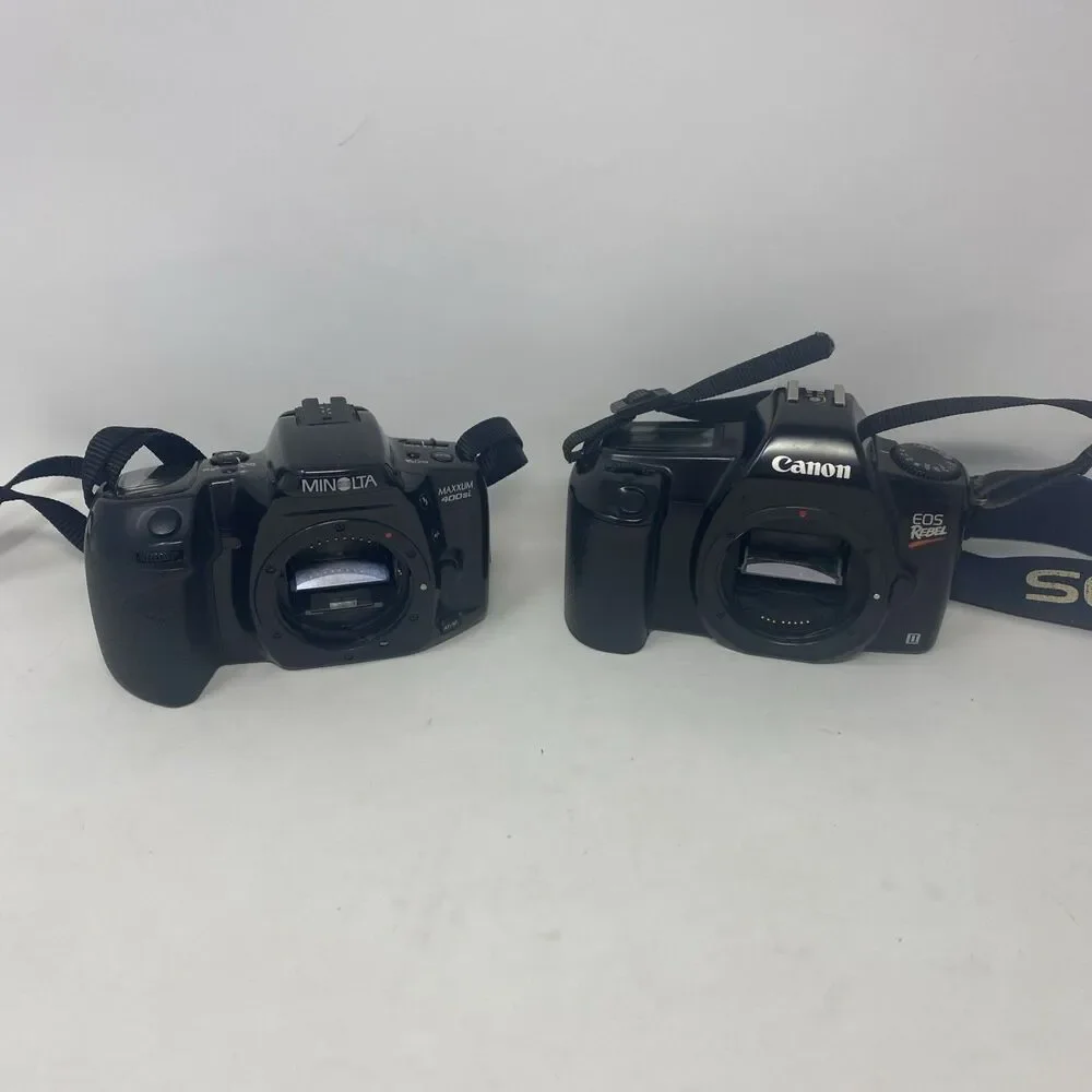 Lot Of 2 Cameras Minolta Maxxum 400si & Canon Eos Rebel 35mm For Parts Untested